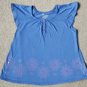 ❤ 4/$20 Old Navy Blue Shirt with Pink Flowers